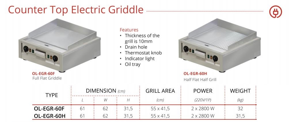 Counter Top Electric Griddle GETRA OL-EGR-60H